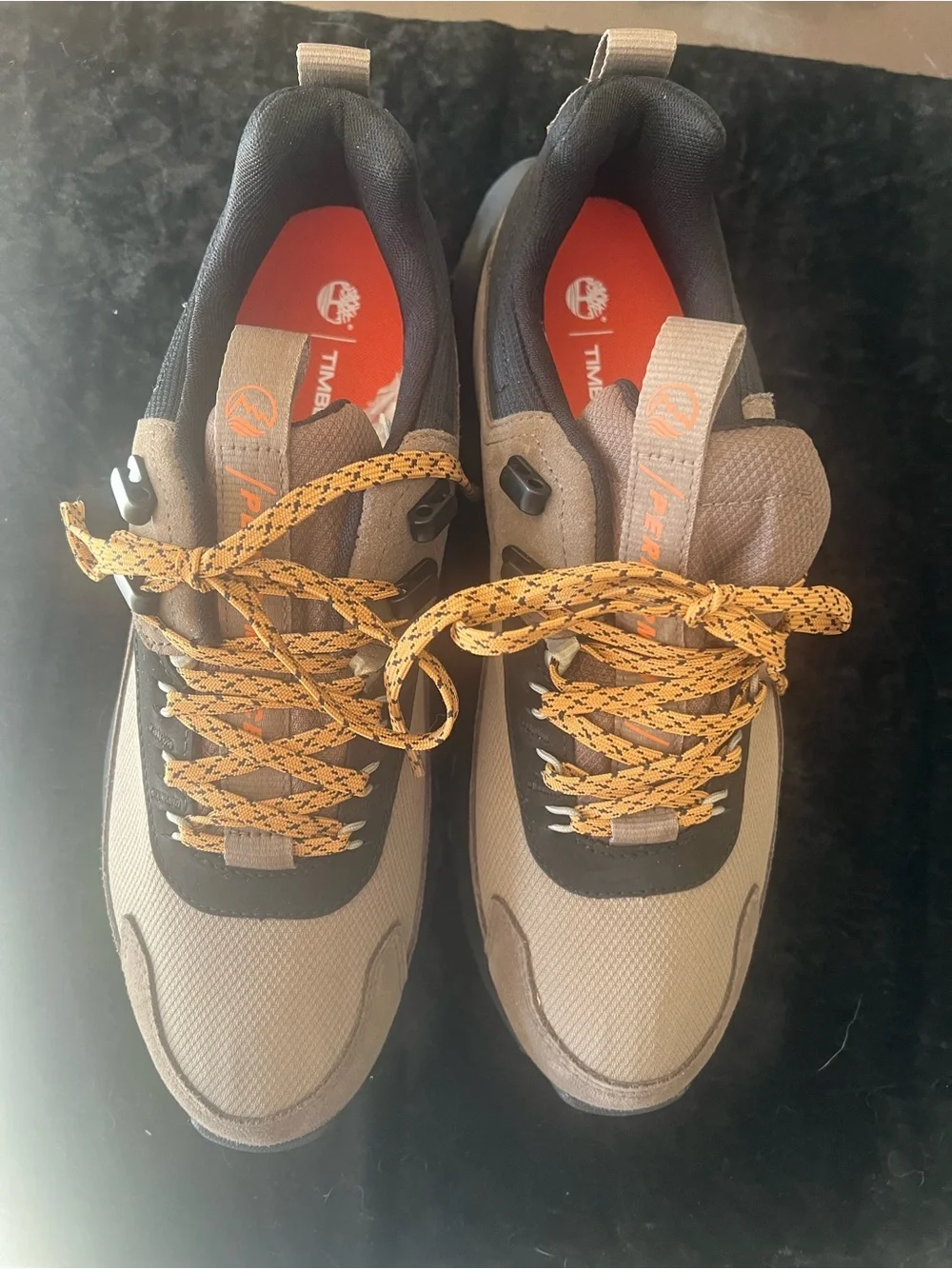 Timberland Brown and Black Trail Athletic Sneakers with Yellow Laces